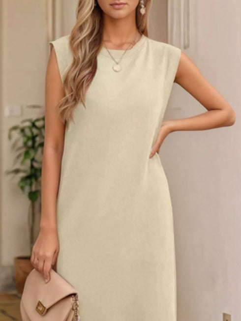 full-size-slit-round-neck-sleeveless-maxi-tank-dress-plus-size OhSoStyled - Sophia's Style in Dark Green-14